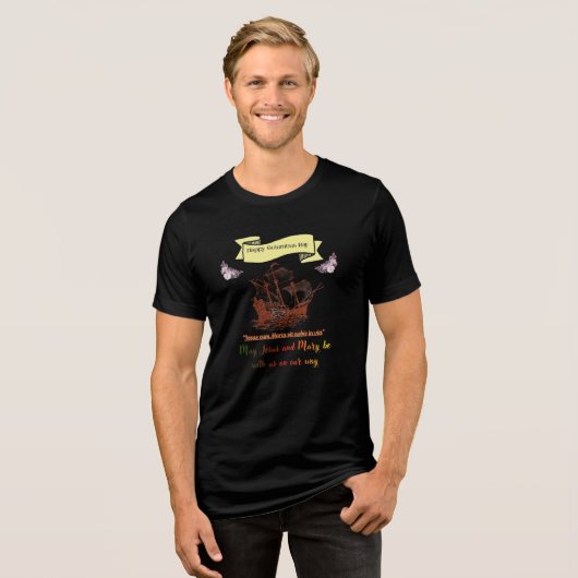 Happy Columbus Day Tri-Blend T-Shirt Tri-Blend Shirt (Vorderseite voll)