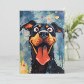 Happy Comical Dobermann Dog Feiertagskarte (Stehend Vorderseite)