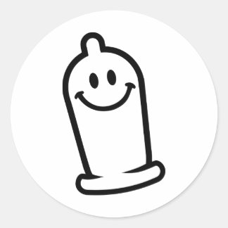Happy Condom Gesicht Runder Aufkleber