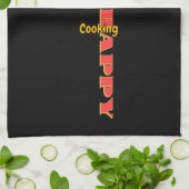 Happy Cooking Schwarz Geschirrtuch (Gefaltet)