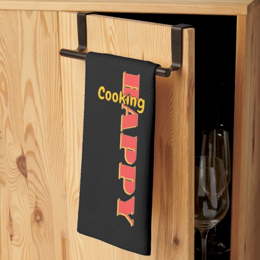 Happy Cooking Schwarz Geschirrtuch (Drittel gefaltet)