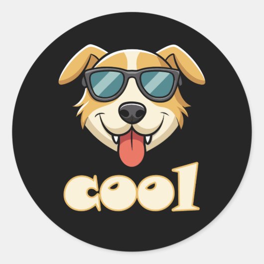 Happy - Cool Cartoon Dog Runder Aufkleber (Vorderseite)