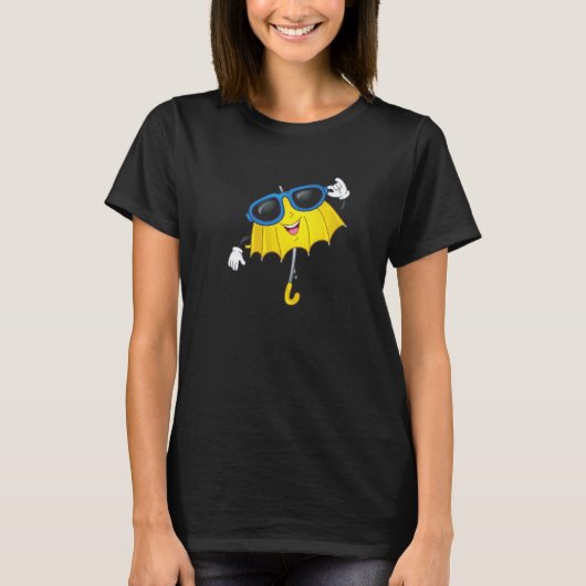 Happy Cool Yellow Umbrella and Sunglasses for Men T-Shirt (Vorderseite)