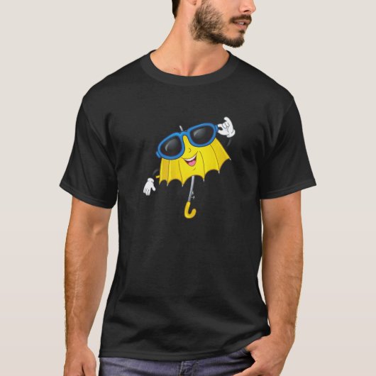 Happy Cool Yellow Umbrella and Sunglasses for Men  T-Shirt (Vorderseite)