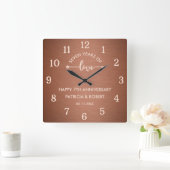 Happy Copper Jahrestag 7. Hochzeitstag Quadratische Wanduhr (Zuhause)