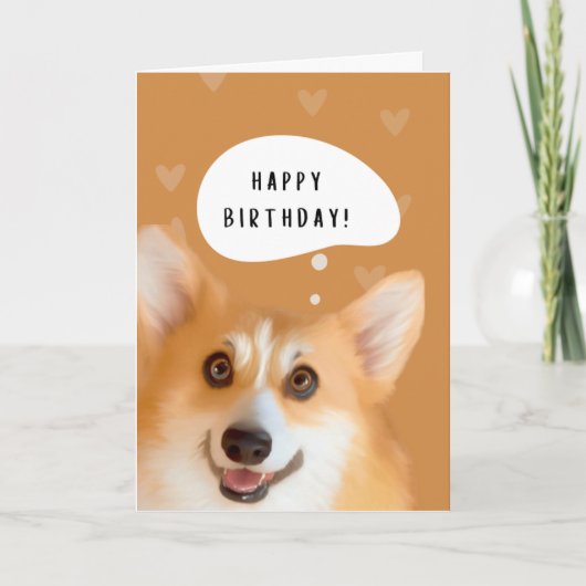 Happy Corgi Birthday Card (Gold) Karte (Vorderseite)