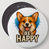 Happy Corgi Cute Dog Lover Design for Positive Button (Vorne & Hinten)