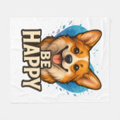 Happy Corgi Cute Dog Lover Design for Positive Fleecedecke (Vorderseite (Horizontal))