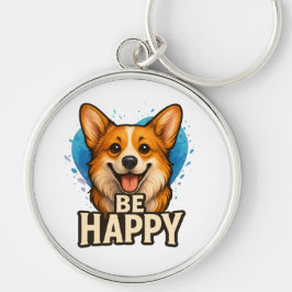 Happy Corgi Cute Dog Lover Design for Positive Schlüsselanhänger