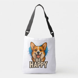 Happy Corgi Cute Dog Lover Design for Positive Tragetaschen Mit Langen Trägern
