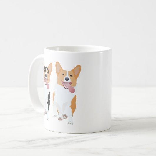 Happy Corgi Friends Kaffeetasse (Vorderseite Links)