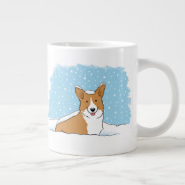 Happy Corgi im Schnee | Niedlicher Winterurlaubshu Jumbo-Tasse