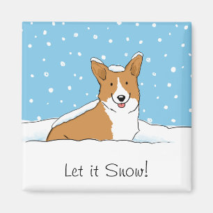 Happy Corgi Let it Snow Niedlicher Winterhund ku Magnet
