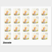 Happy Corgi mit Butterfly Dance Quadratischer Aufkleber (Blatt)