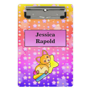 Happy Corgi mit schönen Pastelstars Mini Klemmbrett