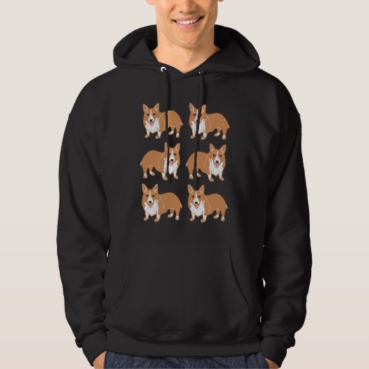 Happy Corgi Pattern Hoodie (Vorderseite)