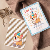 Happy Corgi Puppy Pawty Birthday Einladung