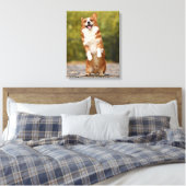 Happy Corgi Puppy Standing Photo Leinwanddruck (Insitu (Schlafzimmer))