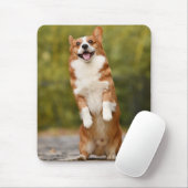 Happy Corgi Puppy Standing Photo Mousepad (Mit Mouse)
