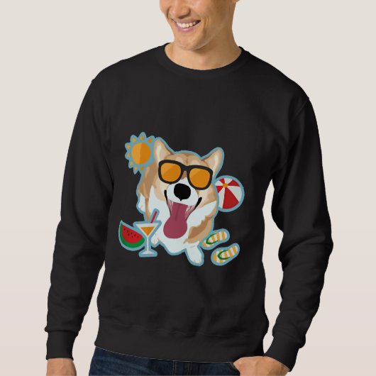 Happy Corgi Summer Sweatshirt (Vorderseite)