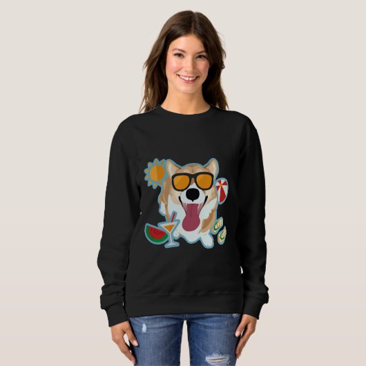 Happy Corgi Summer Sweatshirt (Vorne ganz)