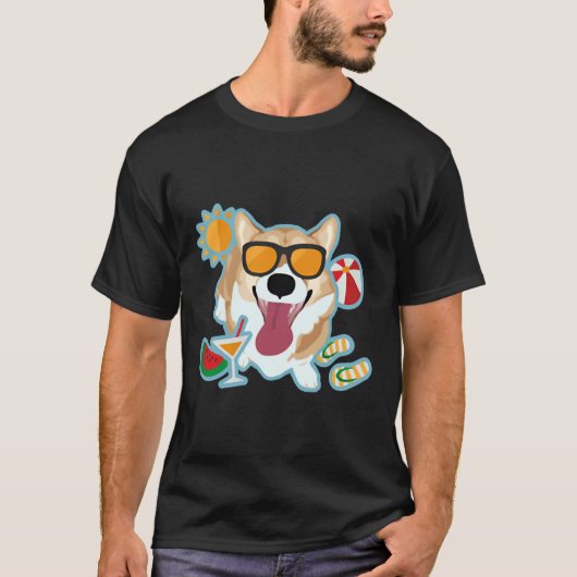Happy Corgi Summer T-Shirt (Vorderseite)