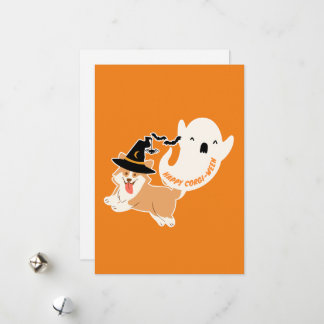 Happy Corgi-Ween | Niedliche Corgi Flat Holiday Ca Feiertagskarte