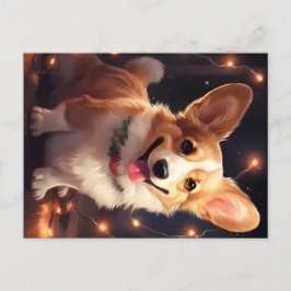 Happy Corgi Weihnachtslichter Feiertagspostkarte