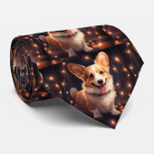 Happy Corgi Weihnachtslichter Krawatte (Gerollt)