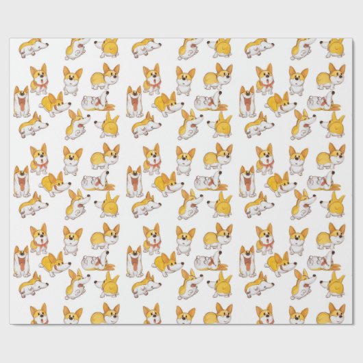 Happy Corgi Wrapping Paper Geschenkpapier (Flach)