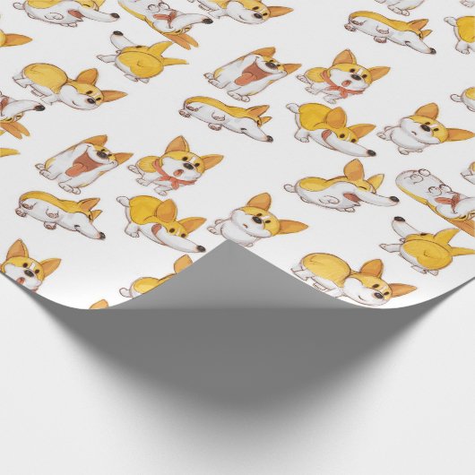 Happy Corgi Wrapping Paper Geschenkpapier (Ecke)