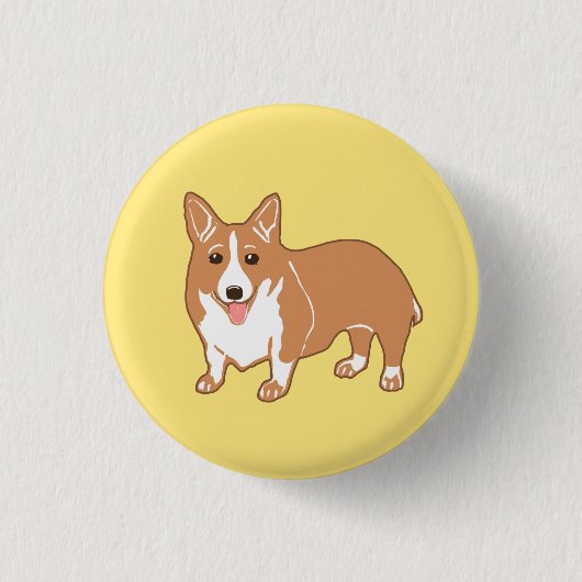 Happy Corgi Yellow Button (Vorderseite)