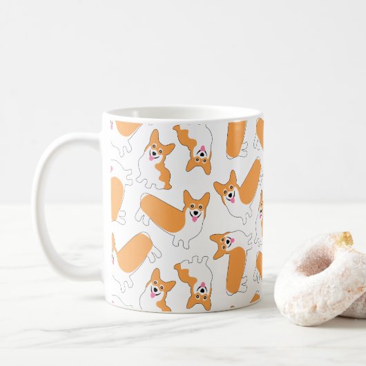 Happy Corgis Niedlicher Welpenhund Kaffeetasse (Mit Donut)