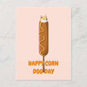 Happy Corn Dog Parody Postcard Postkarte