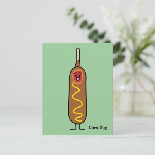 Happy Corn Dog Postkarte (Stehend Vorderseite)