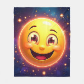 Happy Cosmic Eyes Emoji Fleecedecke (Vorderseite)