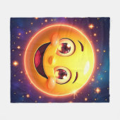 Happy Cosmic Eyes Emoji Fleecedecke (Vorderseite (Horizontal))