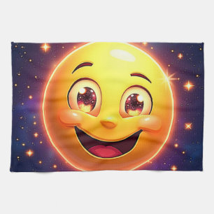 Happy Cosmic Eyes Emoji Geschirrtuch