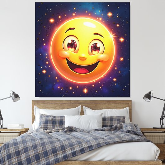 Happy Cosmic Eyes Emoji Leinwanddruck (Insitu (Schlafzimmer))