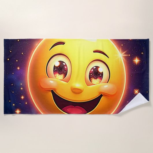 Happy Cosmic Eyes Emoji Strandtuch (Vorderseite)
