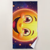 Happy Cosmic Eyes Emoji Strandtuch (Vorderseite)