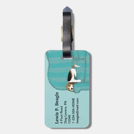 Happy Couch Beagle | Niedlich Hund Personalisiert Gepäckanhänger (Rückseite vertikal)