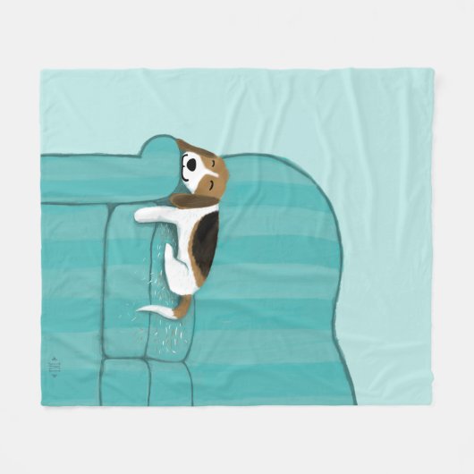 Happy Couch Beagle| Niedlicher Schlafhund Fleecedecke (Vorderseite (Horizontal))