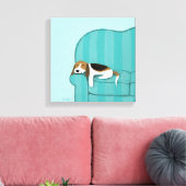 Happy Couch Beagle | Niedlicher Schlafhund | Pet A Leinwanddruck (Insitu (Wohnzimmer))