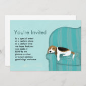 Happy Couch Beagle | Niedliches Party für schlafen Einladung (Vorne/Hinten)