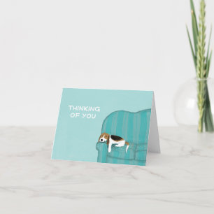 Happy Couch Dog Cute Beagle Thinking of You Custom Karte