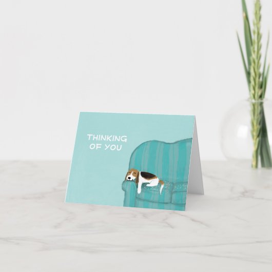 Happy Couch Dog Cute Beagle Thinking of You Custom Karte (Vorderseite)