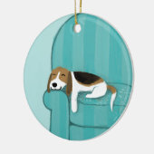 Happy Couch Dog | NIEDLICHER BEAGLE Keramik Ornament (Links)