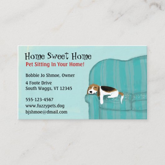 Happy Couch Hund Niedlicher Beagle Haustier Pflege Visitenkarte (Vorderseite)
