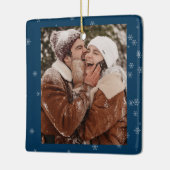 Happy Couple CUSTOM German Blue Snow Weihnachten Keramikornament (Links)